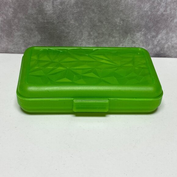 Green Thingamabox Pencil School Box Geometric Texture Lid USA Made - Picture 1 of 14